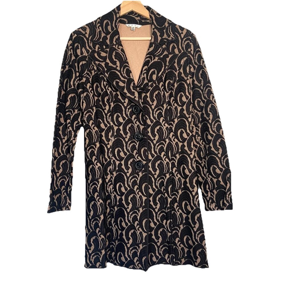 CAbi Cardigan Limited Edition Arabesque Lace Size Small S Black Tan Office Party